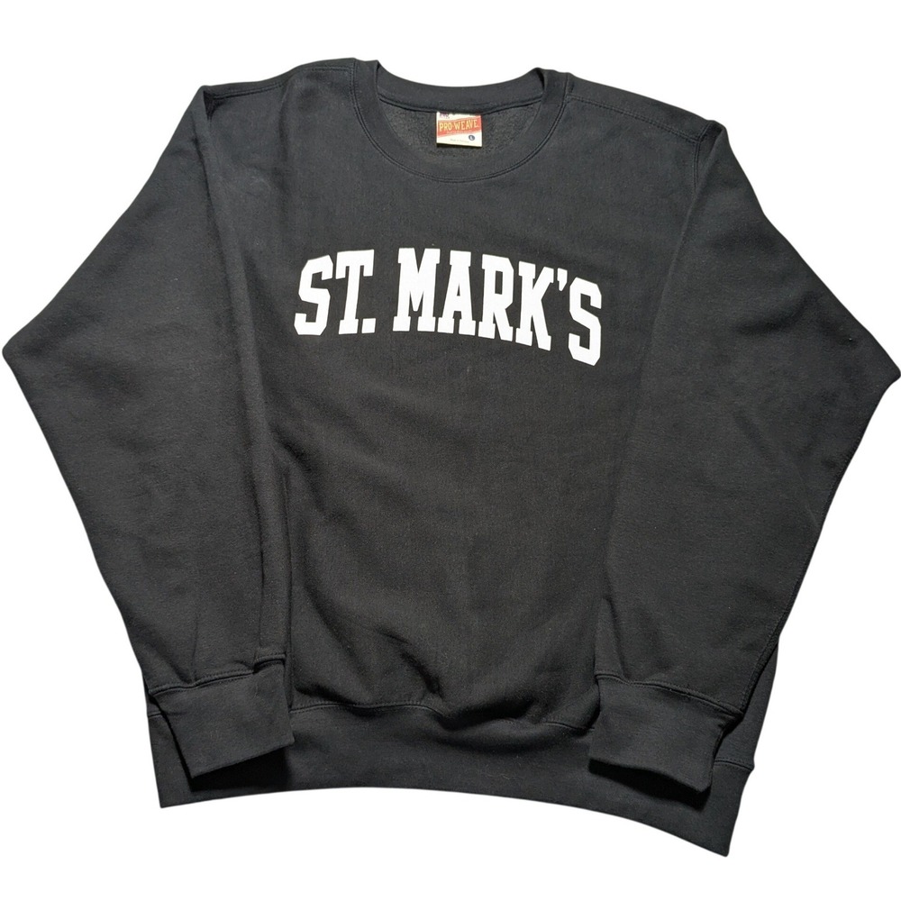 VTG 90s St. Marks x MV Sport Pro-Weave Mens Large Black Sweatshirt